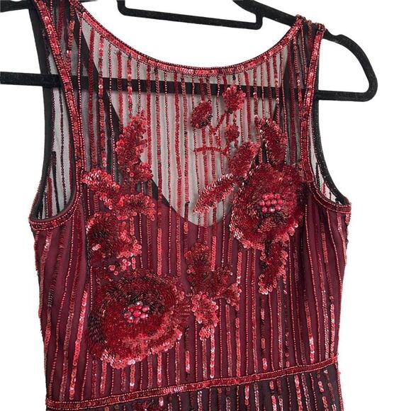 Parker Black Abba Sequin High Low Dress Black Red Size 0 - Picture 8 of 15